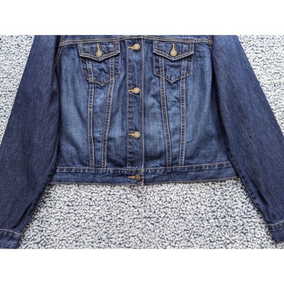 Old Navy Denim Jacket Size XL Button Up Trucker Jean Bomber Western Biker Blue - Picture 4 of 12